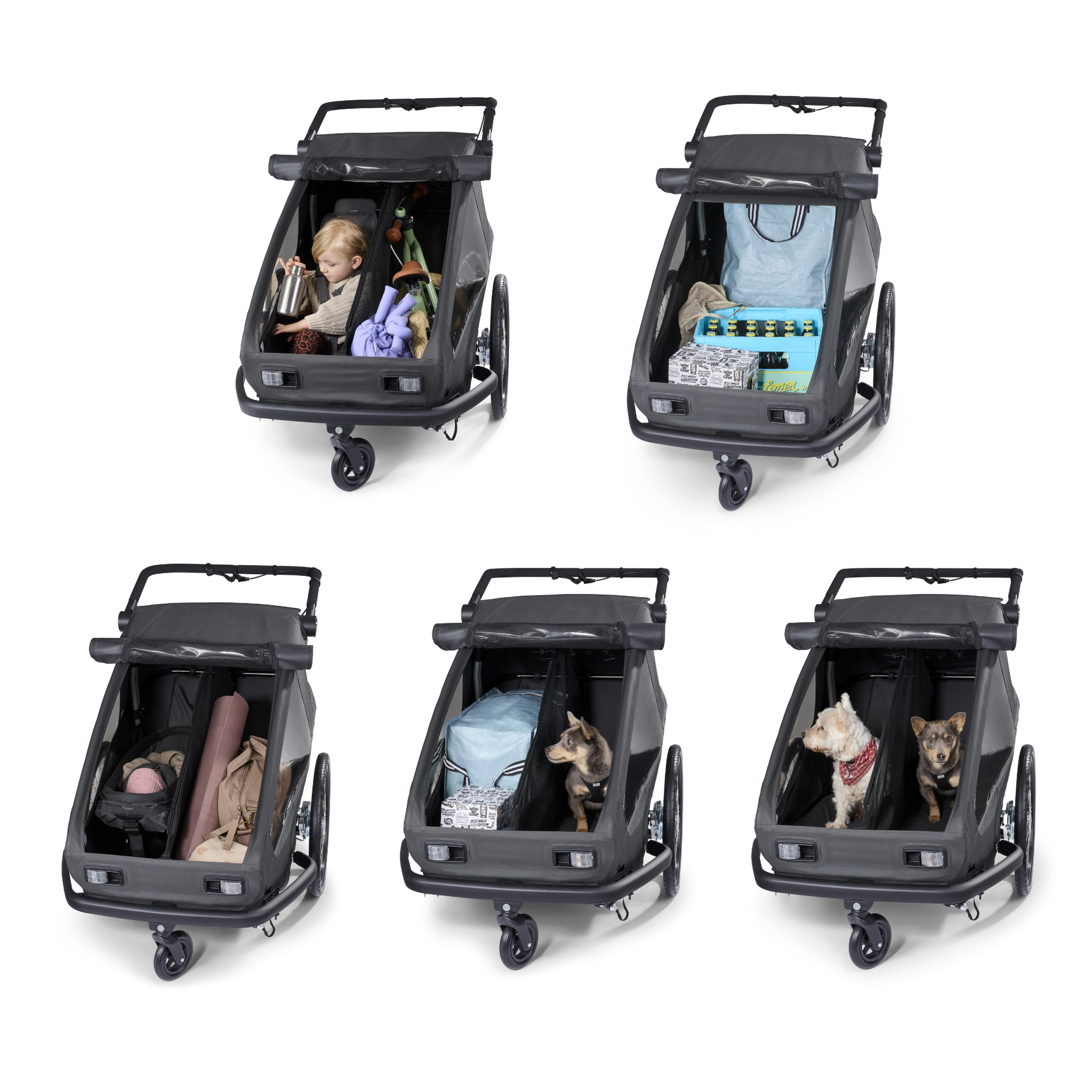 Yuuna modular bike trailer – Kid, Dog, Cargo Moonlight Black 2